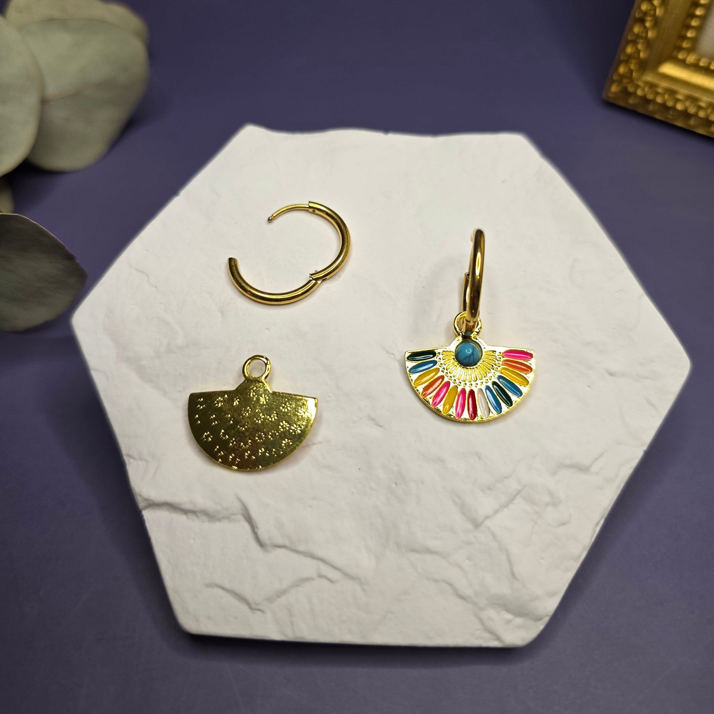 Gold Vivid Fan Hoops, versatile 2-way display — My Silver Lining.