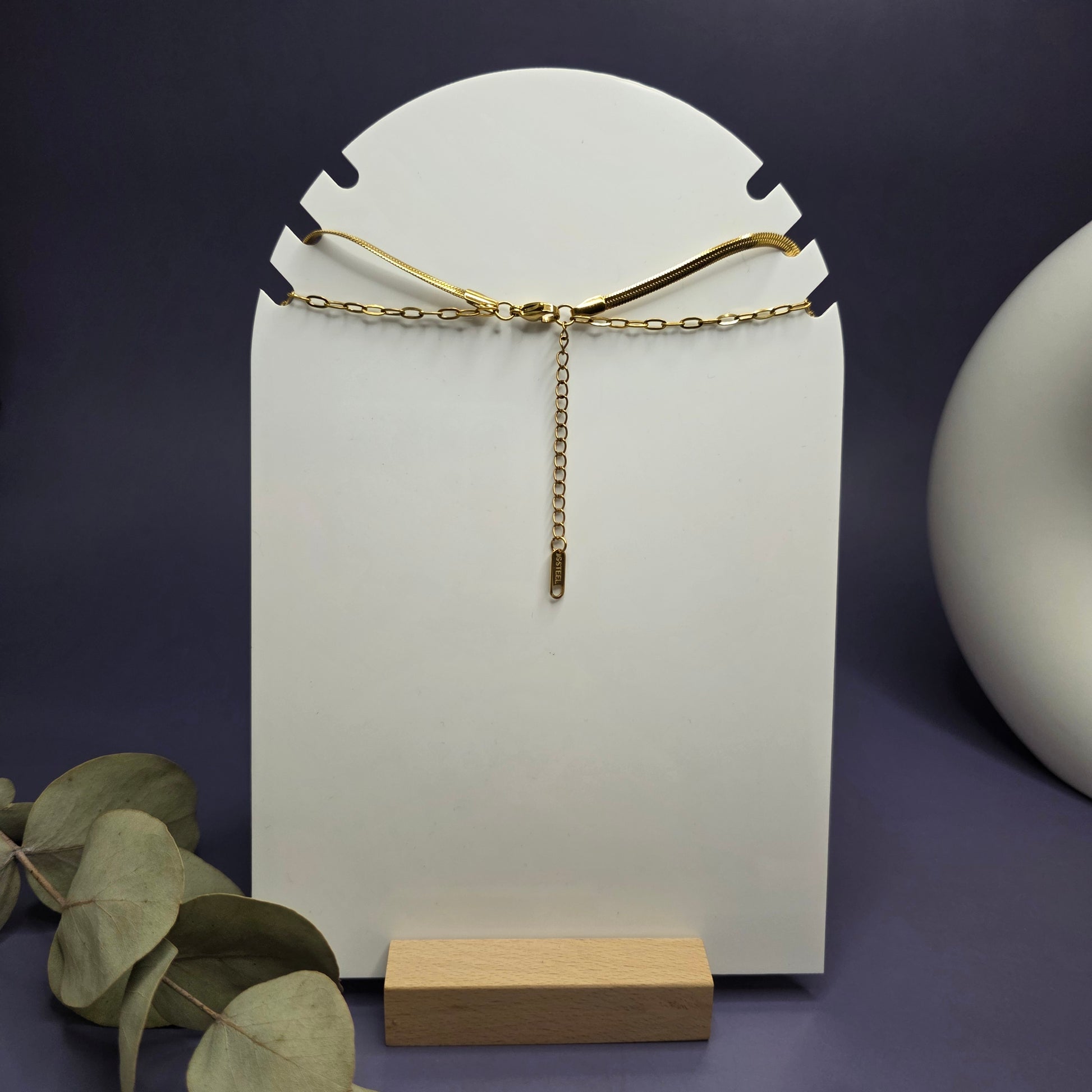 Optimized detail shot of the adjustable lobster clasp and 4cm extender chain for the Desert Bloom layered set — My Silver Lining.