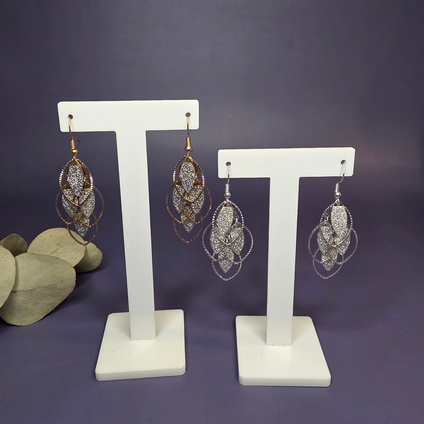 Glitzy Leaf Earrings